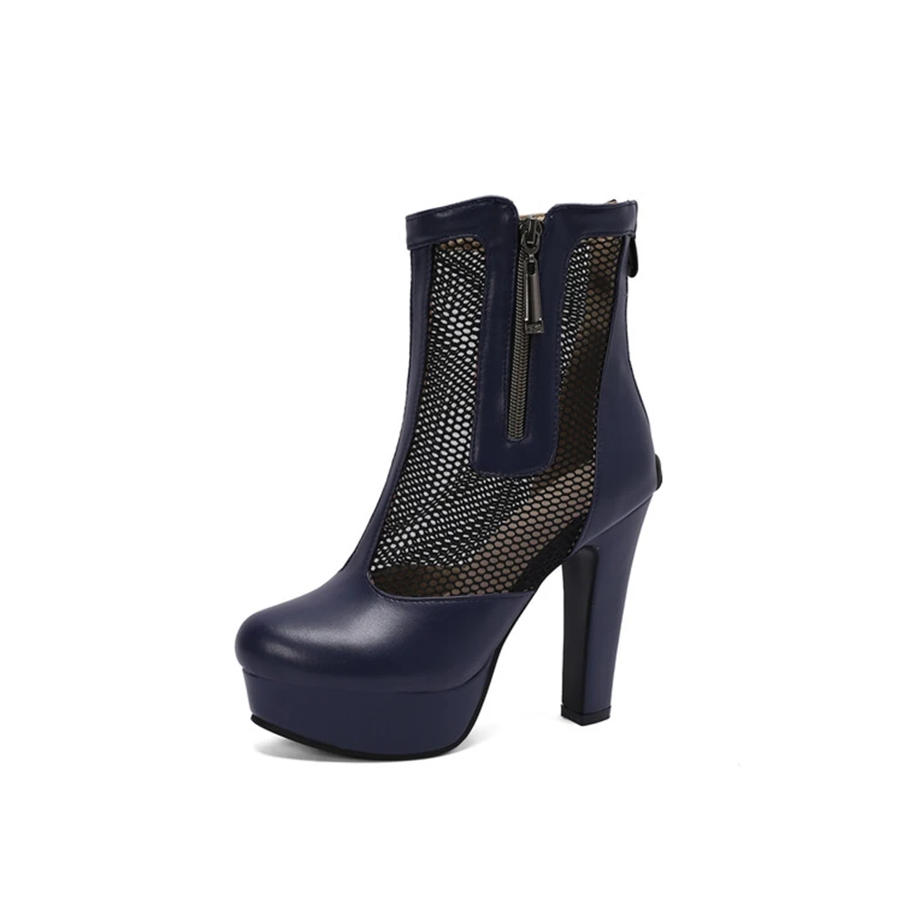

Women Spring Fashion Round Head High Heels Short Boots Dress Work Clothes Breathable Waterproof Platform Women Boots 338-33