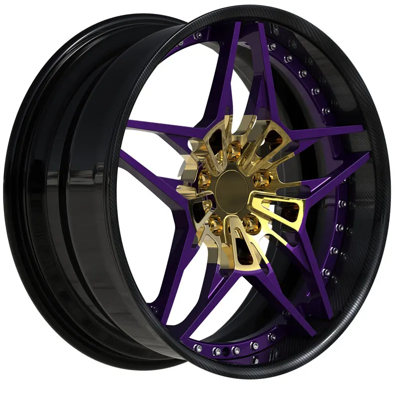 Carbon Fiber Forged Wheels, 19-22 Inch Aluminum Alloy Rims, Two-piece Forged Wheels 5x114, 5x112, 5x120, 5x130 For Luxury Cars