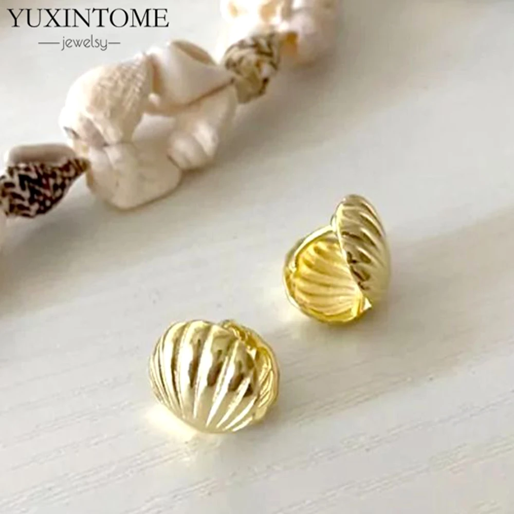 

925 Sterling Silver Earrings Classic Earrings Double-sided Shell Earrings Korean Women's Elegant Jewelry Beach Gift Party