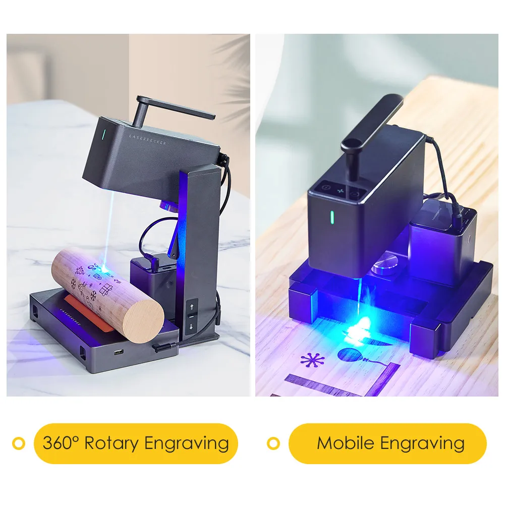 LaserPecker Laser Engraver 2k 450nm Portable Laser Engraving Machine For Paper Cutting wood bamboo Leather Colored Glass LP2