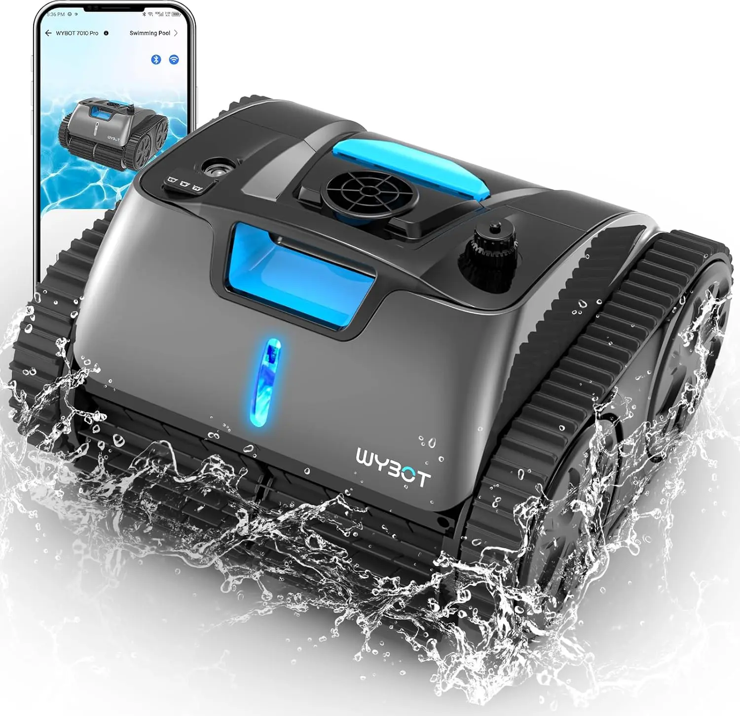 (2024 New) WYBOT C1 Max Robotic Pool Vacuum with APP, Manual Mode Switching & Wall Climbing Pool Cleaner, 65W Suction Power