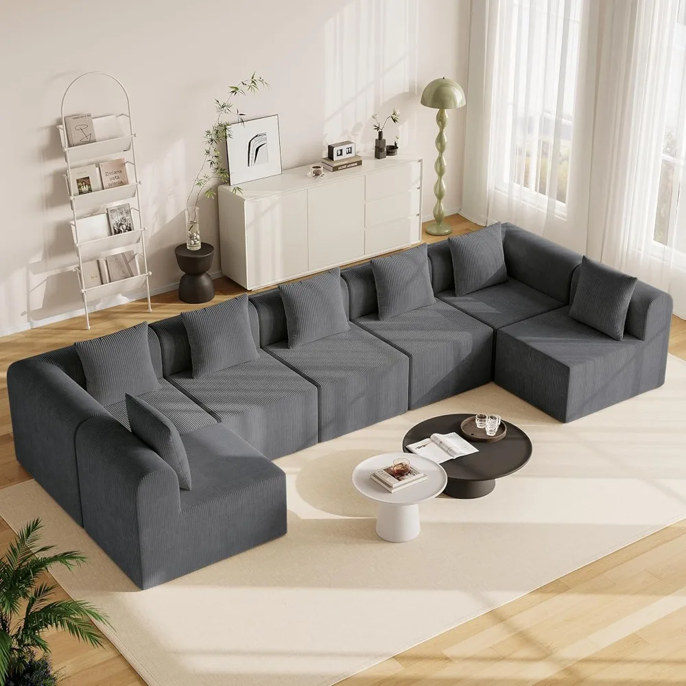 أرائك مقطعية مقاس 197.6 بوصة لغرفة المعيشة مع مقعد عميق وأريكة سحابية على شكل حرف L وإسفنج الذاكرة عالي الكثافة #4