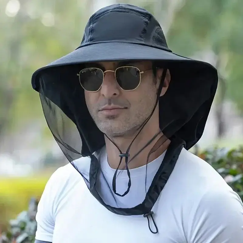 Beekeeping Hat With Face Mask Breathable Insect Protection Wide Brim Fishing Hat Outdoor Sport Nature Hiking Camping Mesh Hat