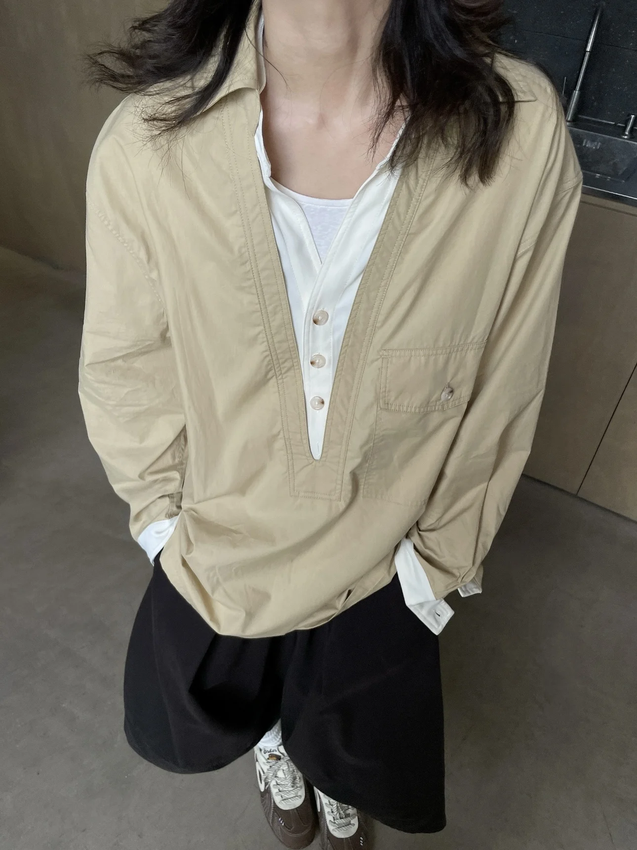 

Casual Long Sve V-Ne irt Men Women Sle Multi-Button Design Autumn Faion Top Breathable Comfortable Ciwalk Outerwear