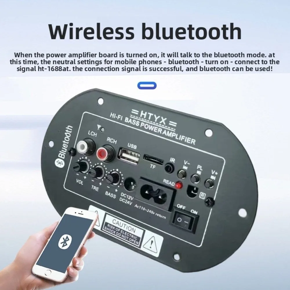 New 6-10 Inch Car Audio Amplifier Digital 12v24v 220v Bluetooth Amplifier Dual Microphone Wireless Subwoofer Amplifier Car Use