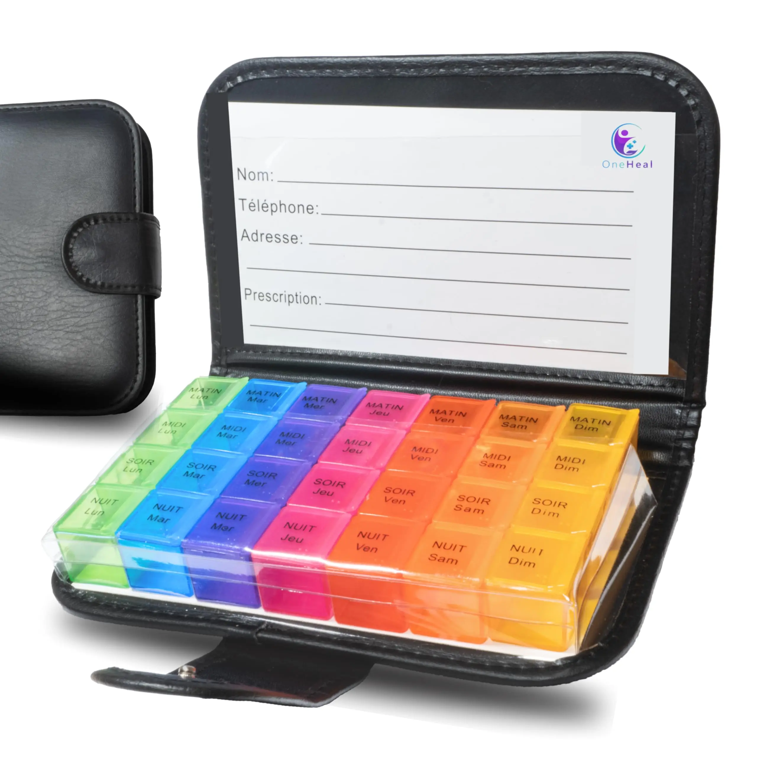 Weekly Pill Box PU Wallet Pill Tablet Portable Travel Pill Case Large 28 Compartments for Vitamins Fish Oils Supplements