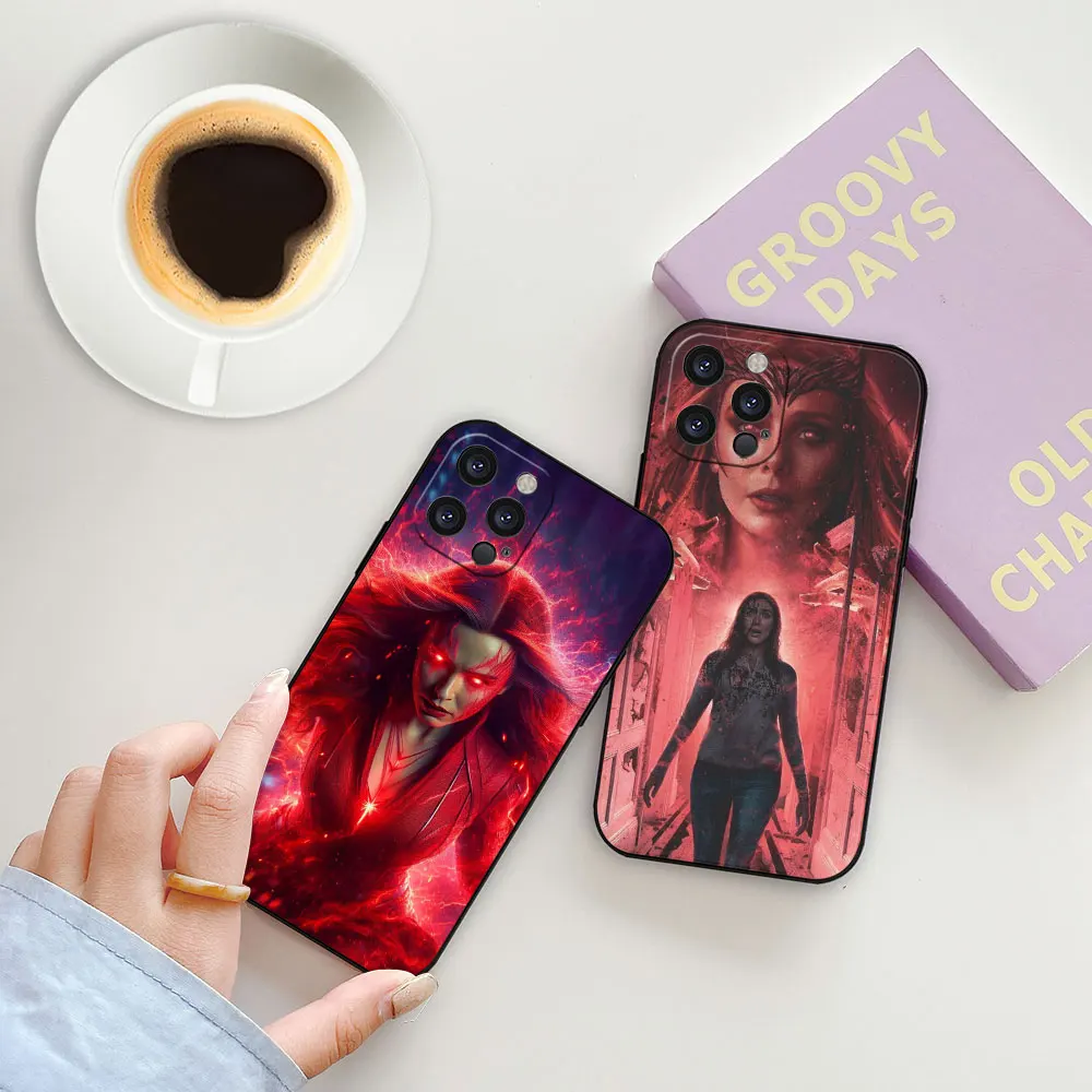 Marvel Scarlet Witch Wanda Phone Case For Apple iPhone 15 14 13 12 11 16 Max Mini 7 8 Plus X XS XR SE Black Soft Silicone Cover