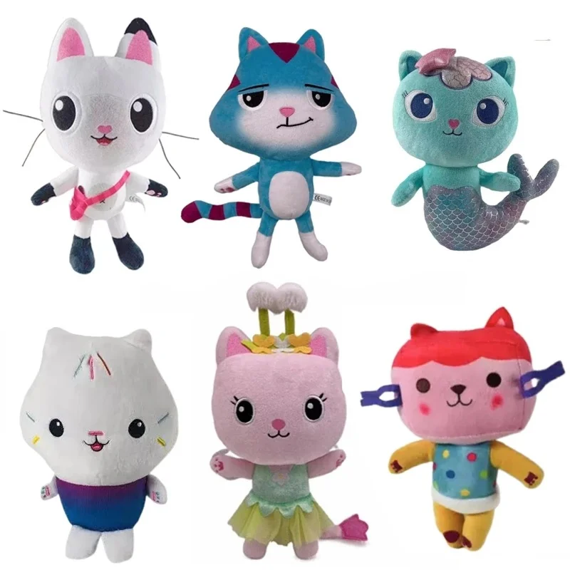 25Cm Gabby Dollhouse Lovely Plush Gaby Toy Plush House Cat Doll Cartoon Stuffed Animals Mermaid Cat Plushie Dolls Kids Toys