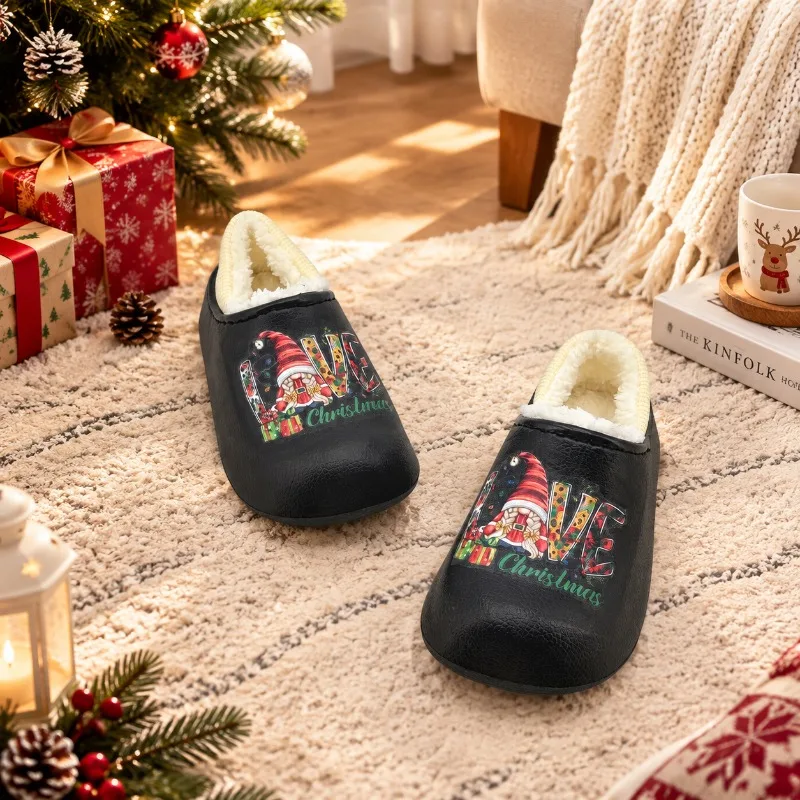 New Autumn /Winter Children's Warm Cotton Shoes with Soft Soles and Anti Slip Fashion Cartoon Wearing slippers outside