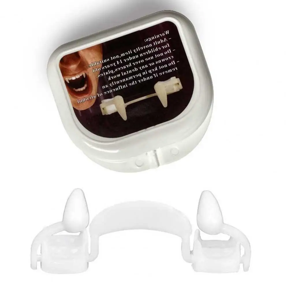 Halloween Vampires Teeth Scary Reusable Strong Visual Effect Retractable Telescophic Long Sharp Horror False Teeth for Festival