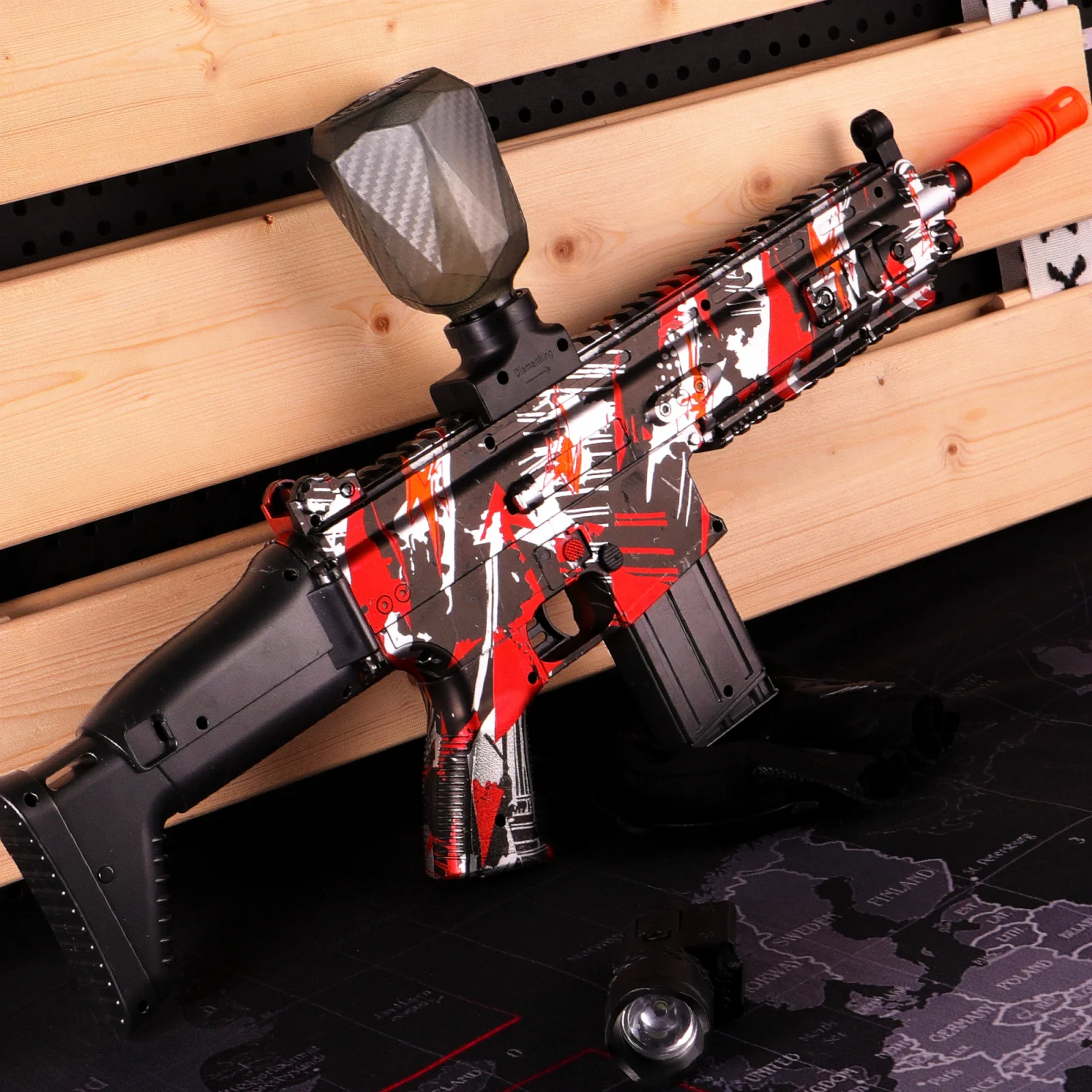 SCAR Electric Gel Ball Blaster ปืนของเล่น ! ของเล่นลูกบอลสาดน้ําอัตโนมัติเต็มรูปแบบ เหมาะสําหรับเกมยิงปืนกลางแจ้ง (ไม่มีกระสุน)