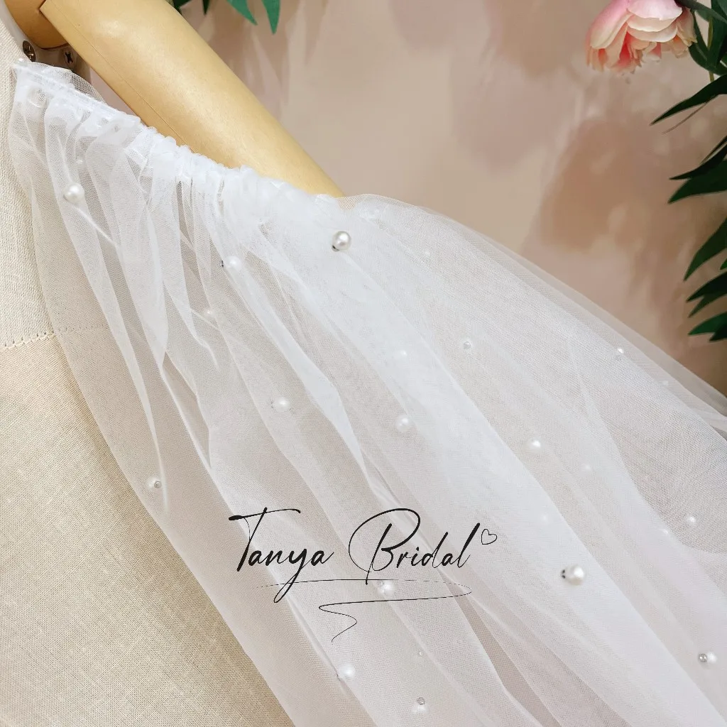 Avvolgimento da sposa bianco crema maniche staccabili con collo sciarpa in tulle Accessori romantici per scialle da sposa