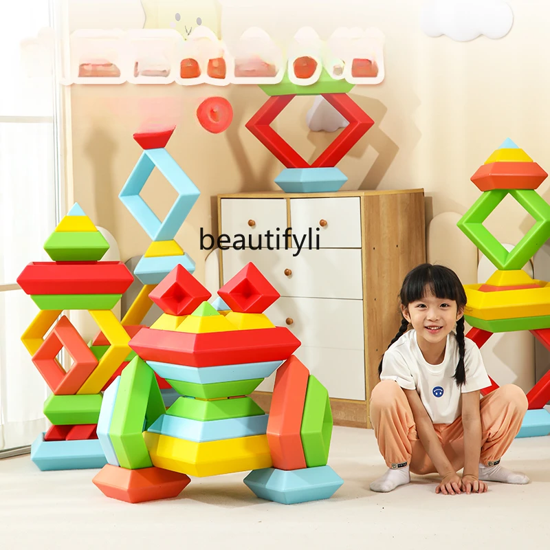 Kindergarten changing building block tower children assemble early education puzzle stacking music large granular toys