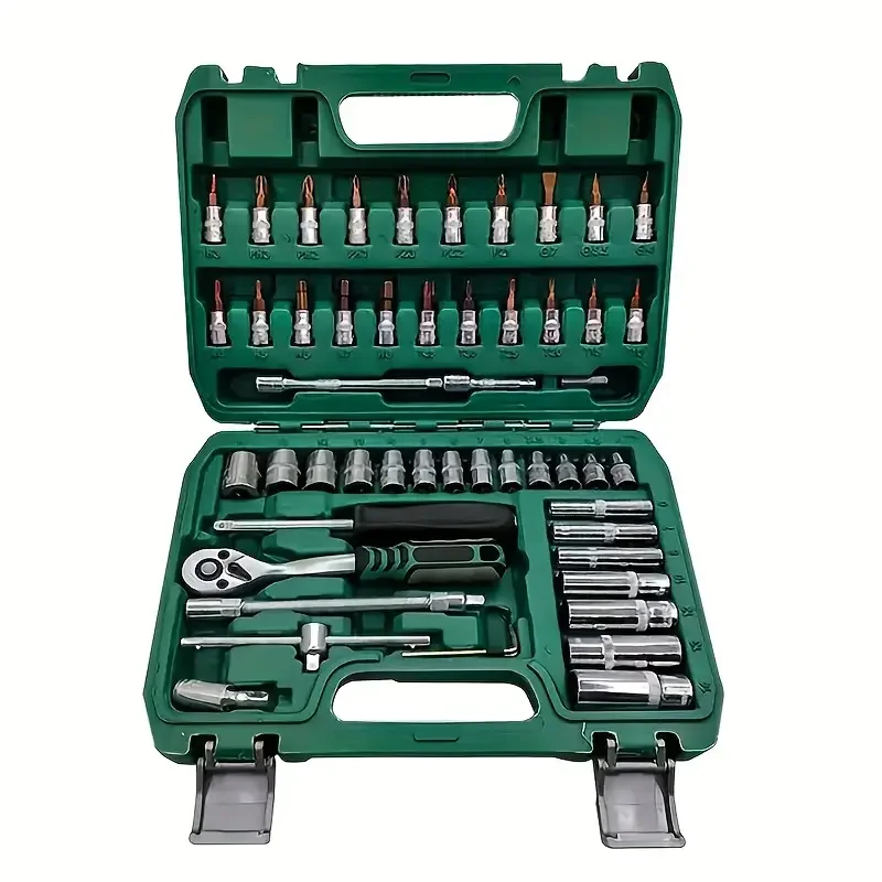 53 Pcs/set Of Auto Repair Kit Tools, Auto Repair Machine Repair Quick Ratchet Wrench Kit And Auto Repair Tools