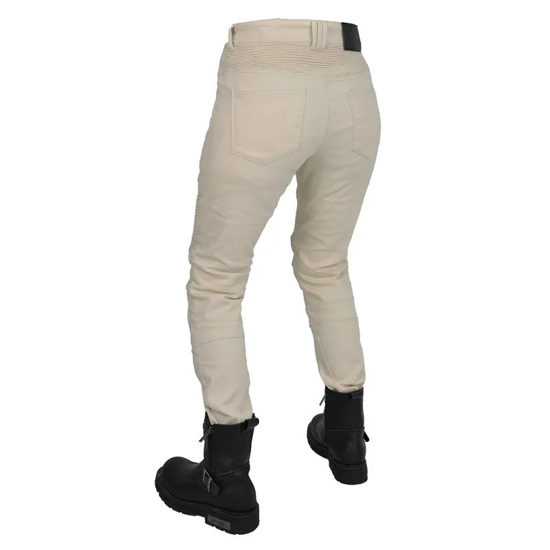 Volero motocicleta calças de proteção equitação feminino motocross cavaleiro ciclismo proteção jeans solto calças retas arroz branco