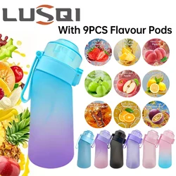 LUSQI 500ML Air Flavored Water Bottle With 9 Flavor Rings Sports Fashion Straw For Outdoor Sports Activities