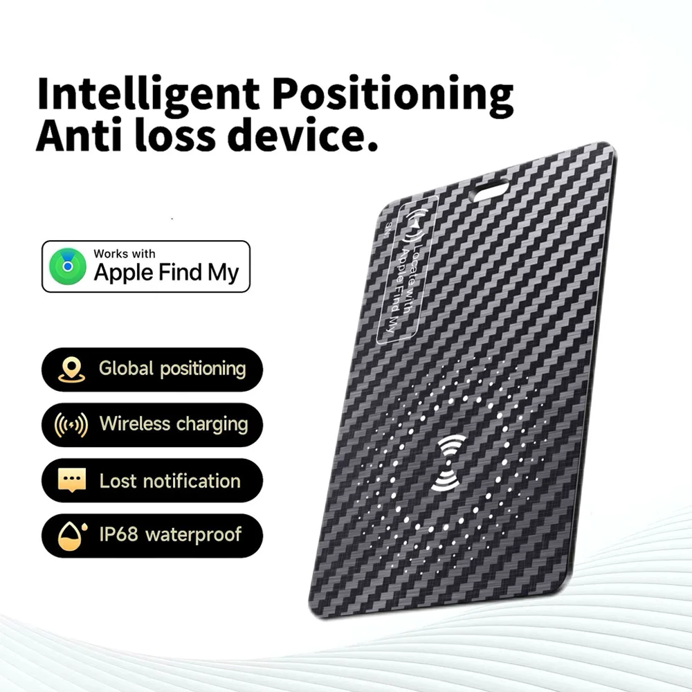 Wallet Tracker Card Rechargeable Tracking Card,Compatible with Apple Find My APP iOS,IP68 Waterproof,for Purses/Passports/Keys