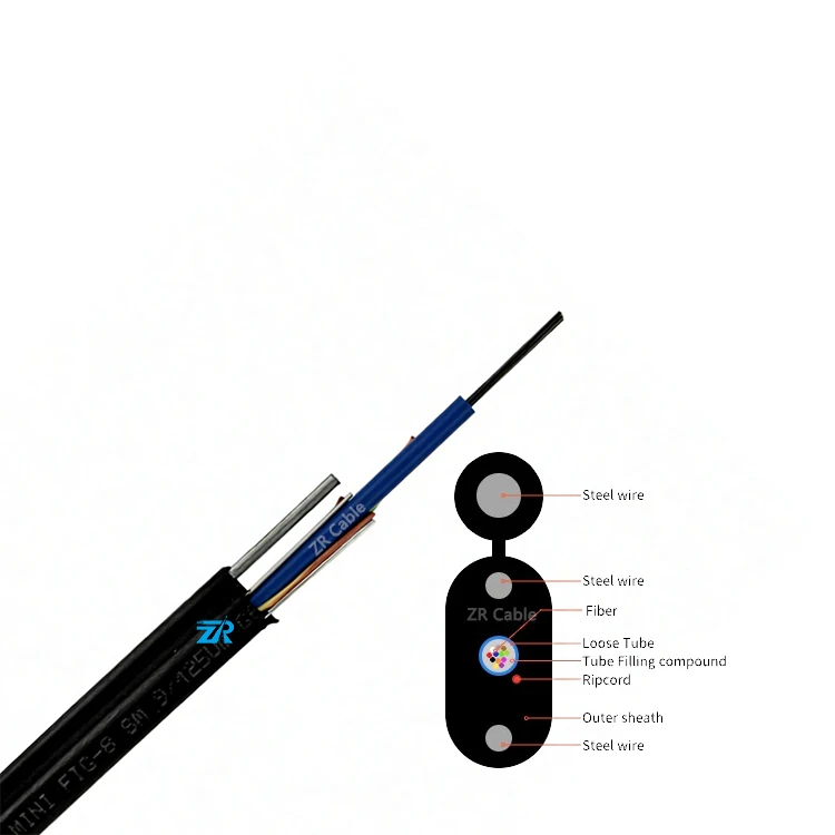 Outdoor 4 6 8 12 24 36 48 Core FTTH Flat Drop Cable GYXBY GJYXCH Figure8 Phosphatized Steel Wire FLAT Fig 8 Fiber Cable Fig8