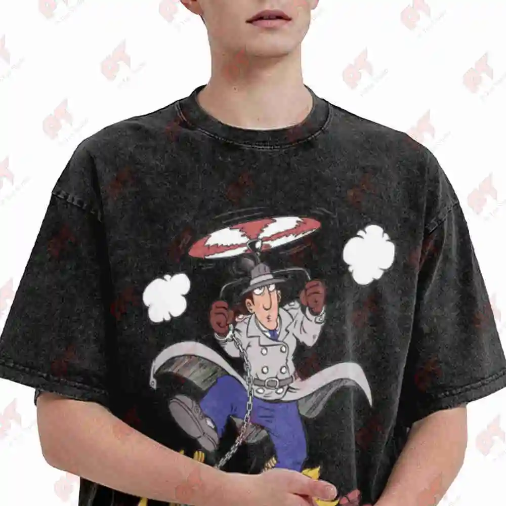 Inspector Gadget Animated Detective Vintage Washed Tee Pure Cotton T-Shirt