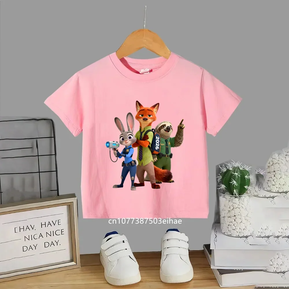 

Летняя детская повседневная футболка. Новый "Зоотопия 2". Рубашка с короткими рукавами и мультяшным принтом высокого разрешения от Judy Hoppsnik Wilder.