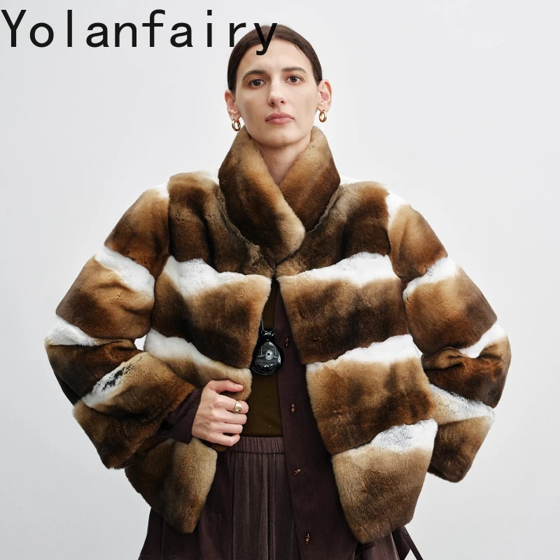 

YOLAIFAIRY Autumn and Winter Totoro and rex rabbit long sleeve fur coat commuting style relaxed Waistcoat/vest шуба женская 2025