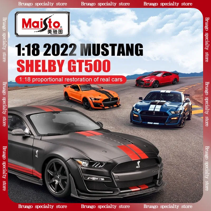 Maisto 1:18 Mustang Shelby Cobra Sports Car Gt500 Black Die Cast Alloy Car Model Nostalgic Collection Car Model Boy Toy Gift
