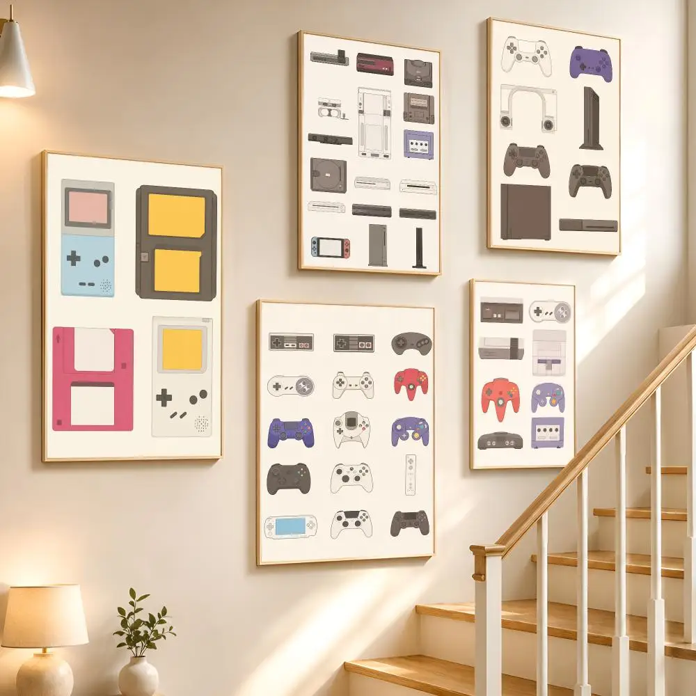 Video Game Handheld and Console Poster High-definition waterproof stickers, suitable for home décor,holiday decorations