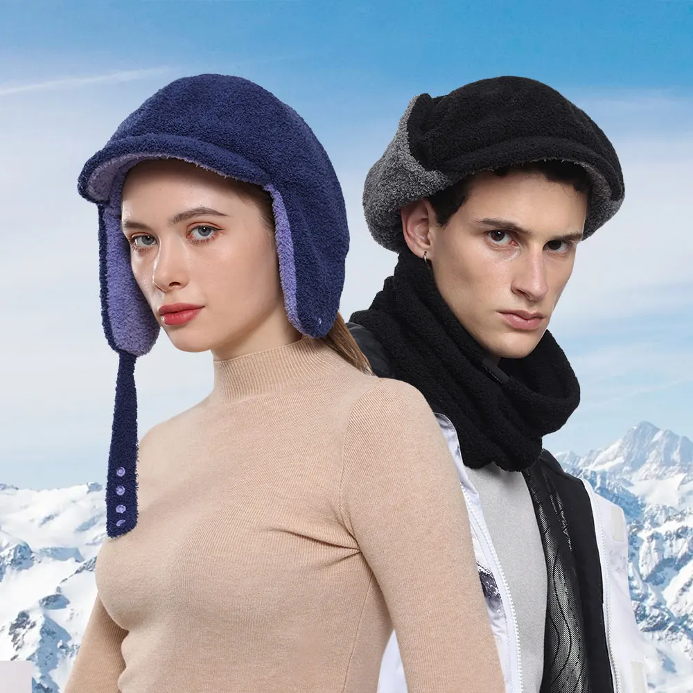 Winter Thermal Hats Fleece Windproof Ear Flaps Warm Beanies Soft Hat Ski Snowboard Hiking Running Cycling Sports Caps Men Women