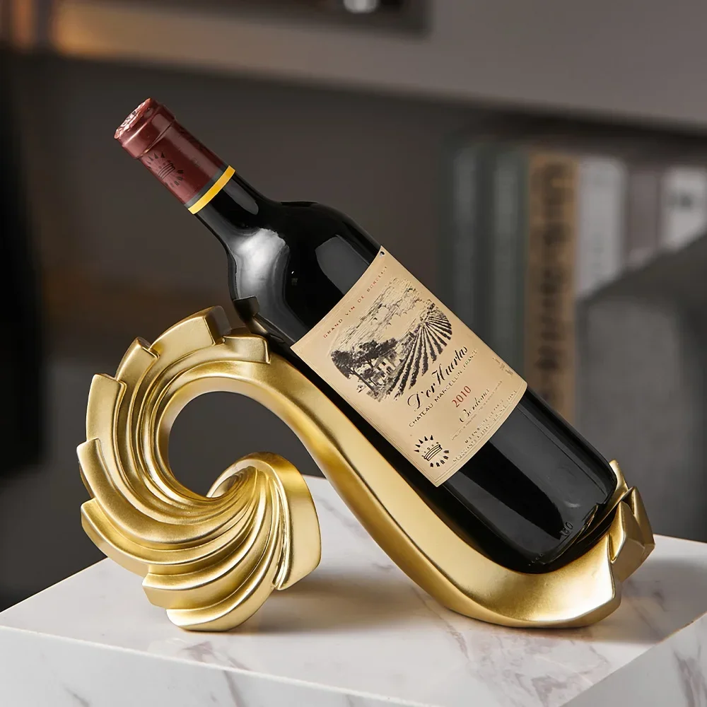 Resin Wine Bottle Holder Statue Creative Simple Spiral Wine Decorative Storage Organizer Tabletop Wine Rack for Home Kitchen