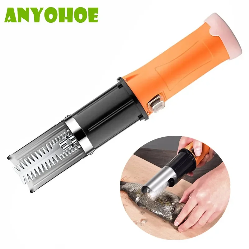 Cordless Electric Fish Scraper Waterproof Fish Scale Remover Cleaner EU US Plug Automatic Fish Scraper Utensils Seafood Tools