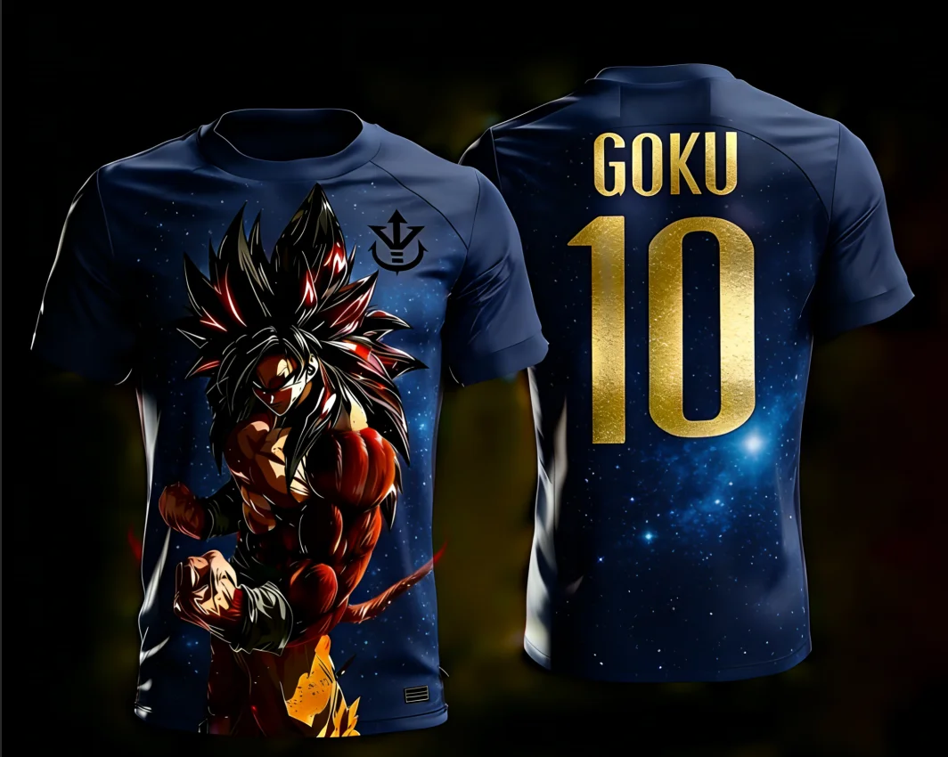 2026 Dragon Ball 3D Printed Goku No.10 Soccer Training Suit Parent-child S-6XL 90cm-160cm Trendy Daily Outfits