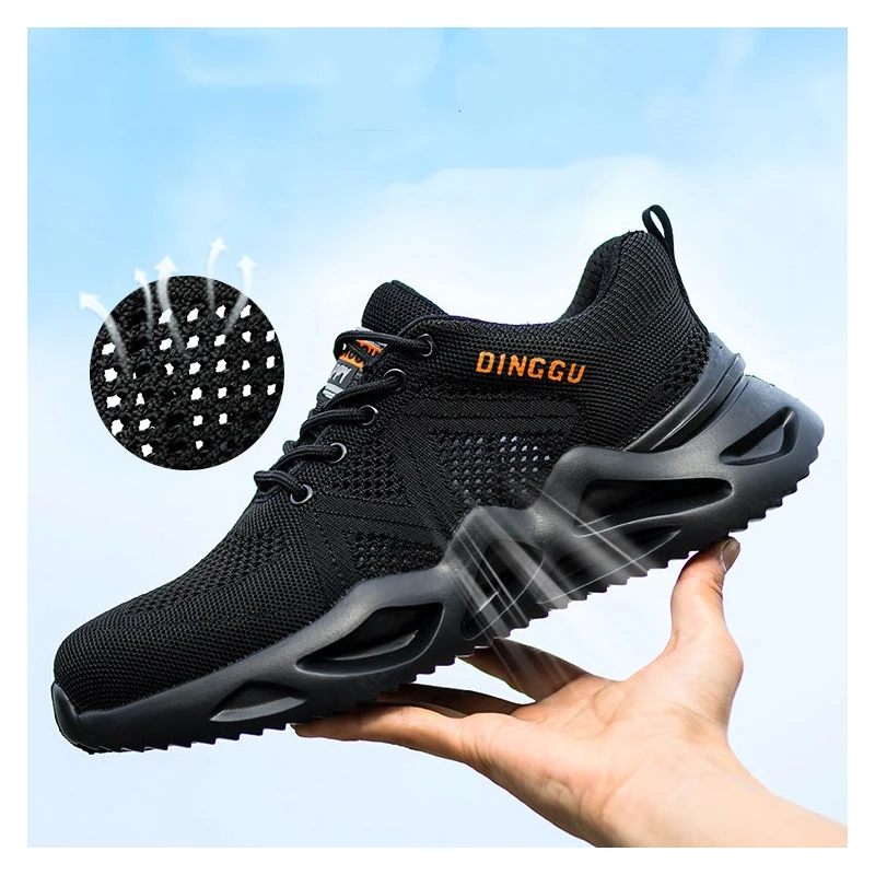 mens fashion breathable steel toe caps work safety shoes summer worker boots tooling security sneakers foot protect man footwear