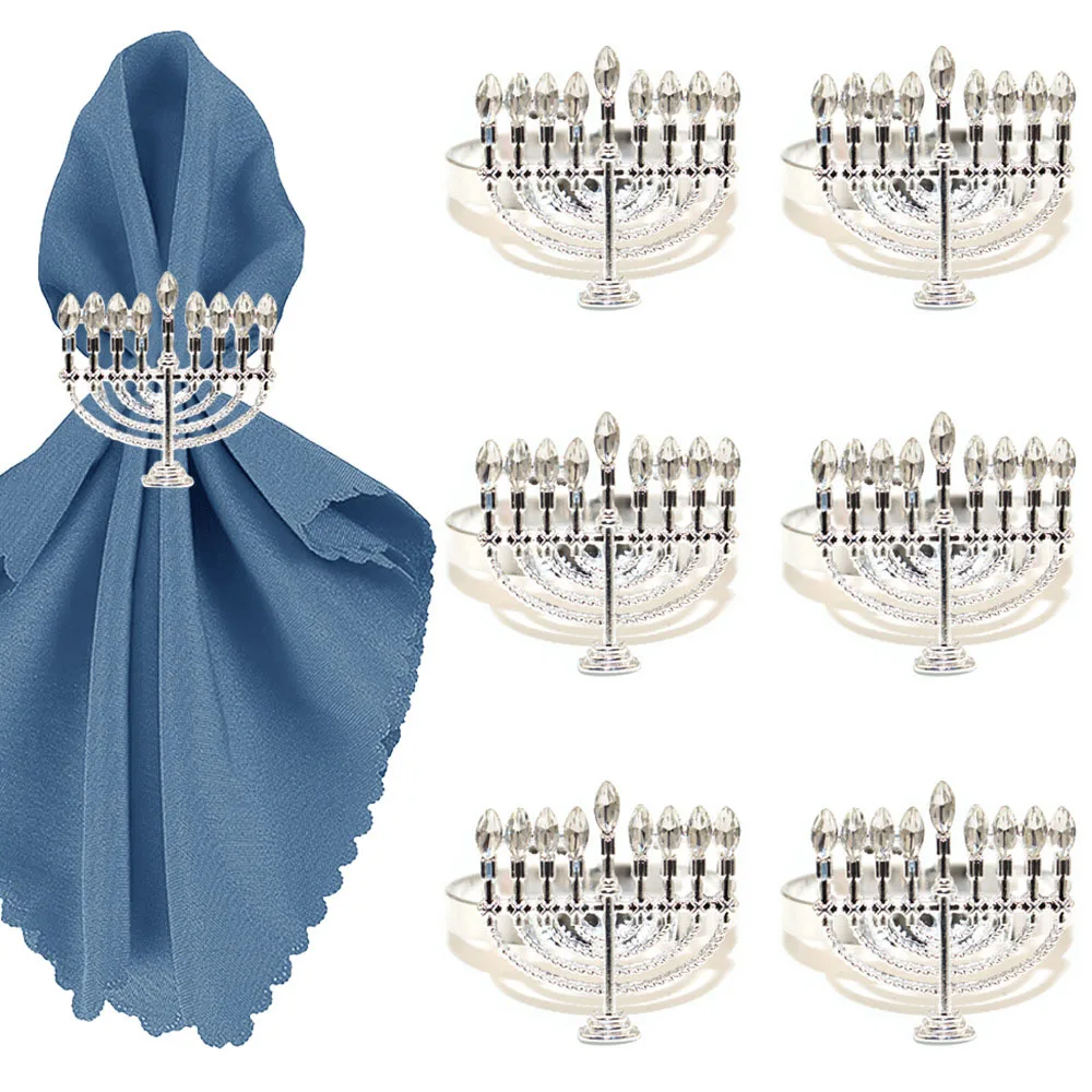 6PCJewish gift Hanukkah napkin ring Rhinestone Hanukkah napkin holder menorah Jewish party table decoration
