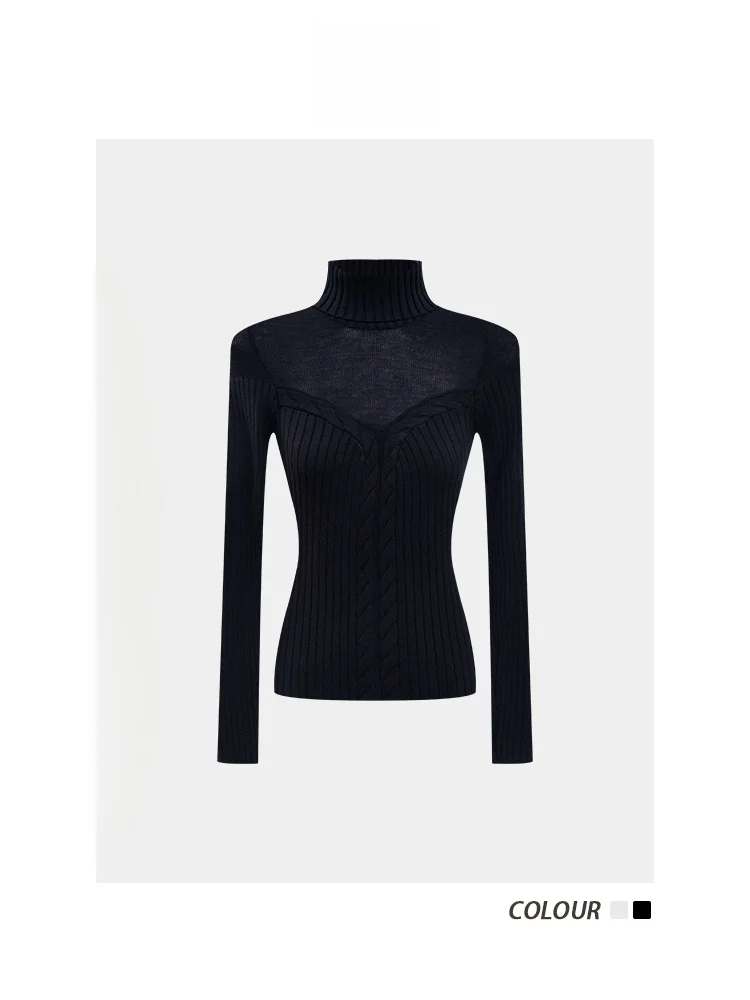 

Женский вязаный свитер LADIES FIRST с высоким воротником, облегающий, с вырезами и вставками, с длинными рукавами