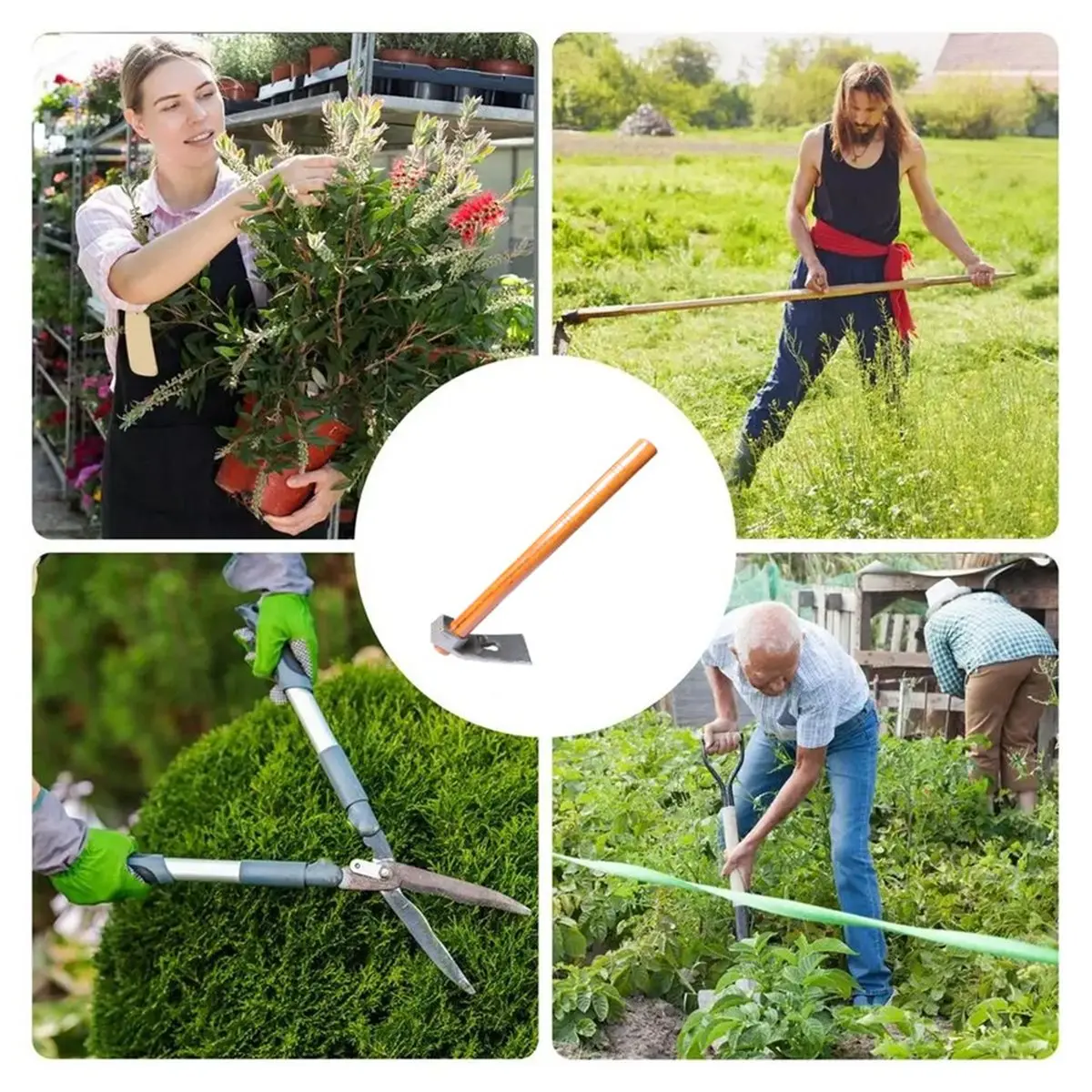 Multifunctional Gardening Hoe with Wooden Handle for Household and Agricultural Use