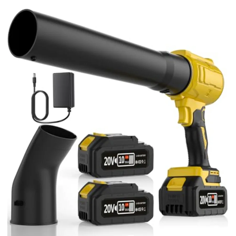 

Leaf Blower Cordless Extended Nozzle 2 x Batteries 1x Charger Lightweight Handheld Design Blower for Patio Cleaning Car Blowing