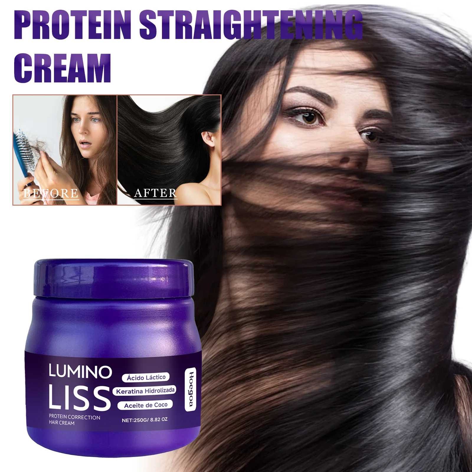 Keratin Protein Hair Straightening Cream Long Lasting Smoothing Effect For Frizz Control Silky Smooth Hair Care Treatment