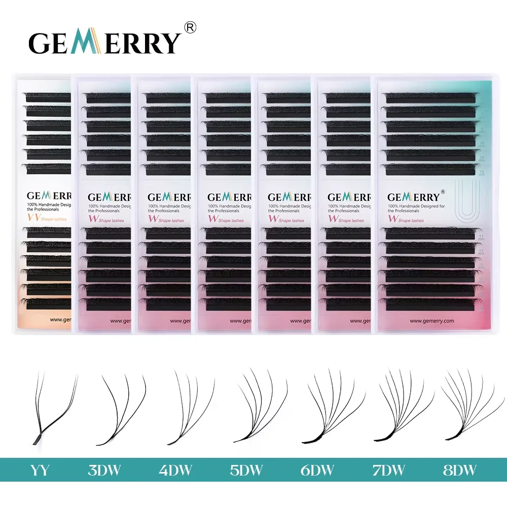 

Gemerry YY Shaped Eyelash Extension Automatic Flowering W Shape Bloom 3D 4D 5D 6D 8D Premade Fans Eyelash Makeup Volume Lashes