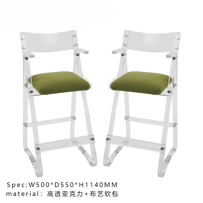 

Simple and Modern High-transparency Acrylic High Chair Living Room Home Backrest Bar Chair Fabric Soft Bag Armrest