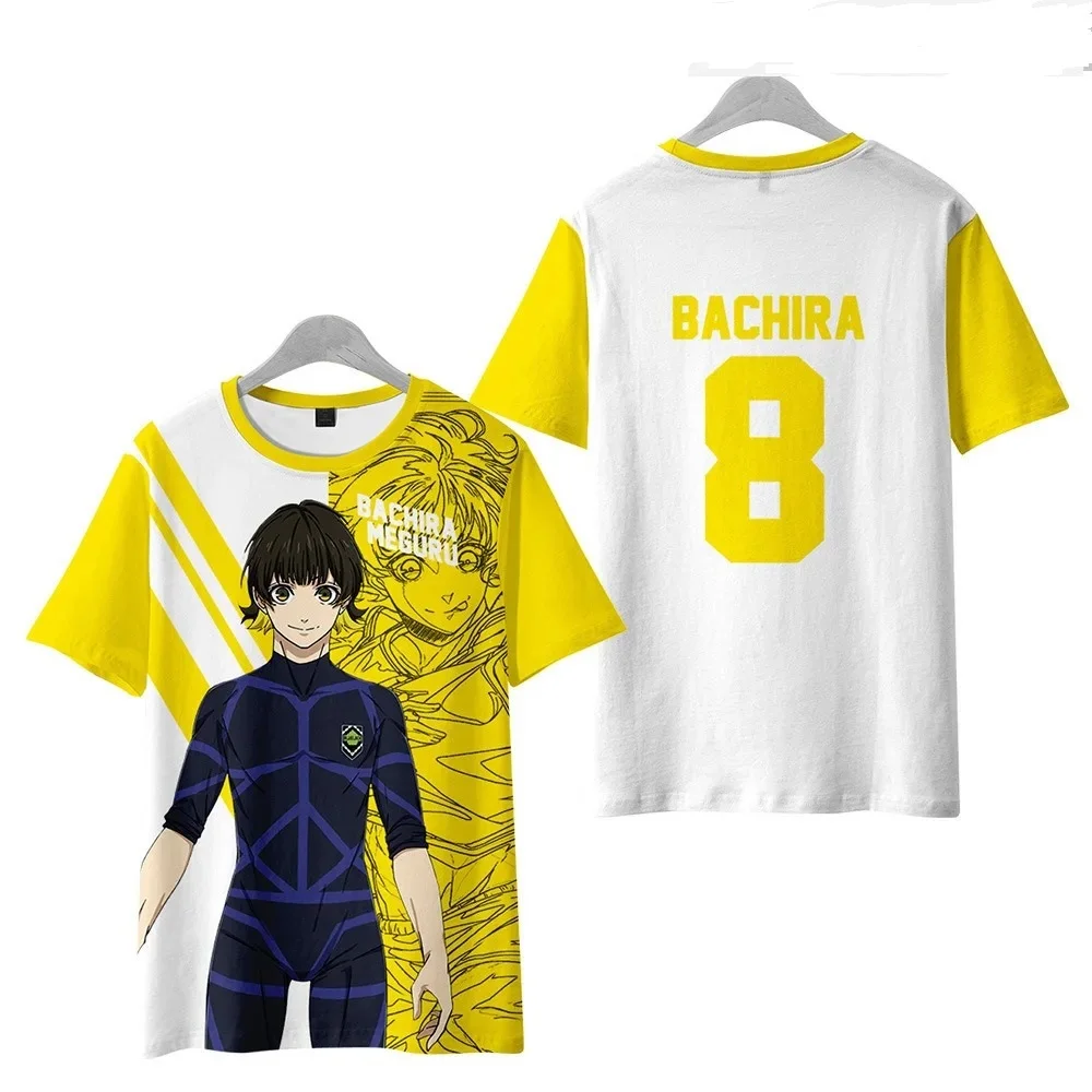 New Blue Lock Anime Isagi Yoichi Football Jersey 3D Printed Men's T-shirt Oversized Short Sleeve Top Trend Kid Cosplay Tee Shirt