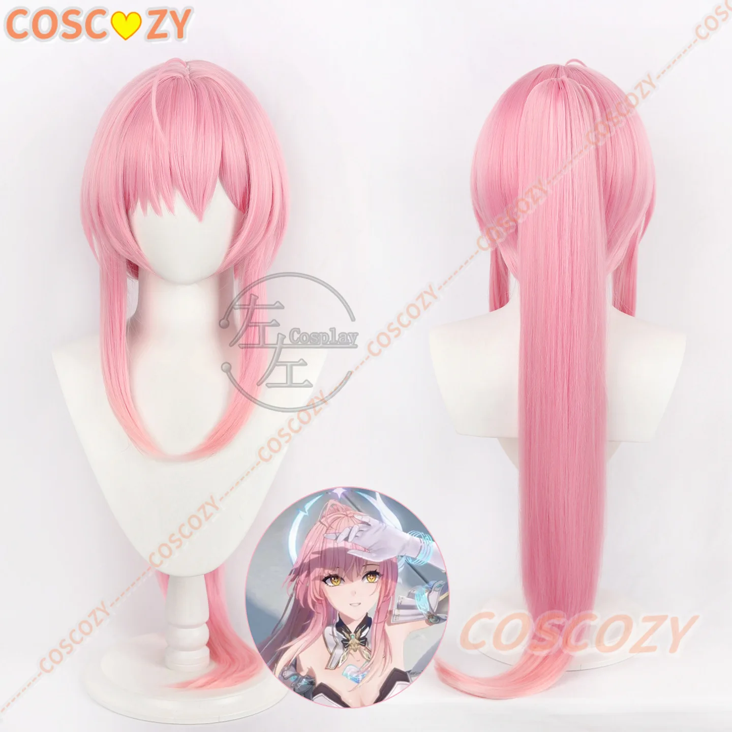 

Wuthering Waves Aemeath Cosplay Wig 90cm Long Pink Ponytail Heat Resistant Fiber Hair Halloween Party for Women Girls Carnival