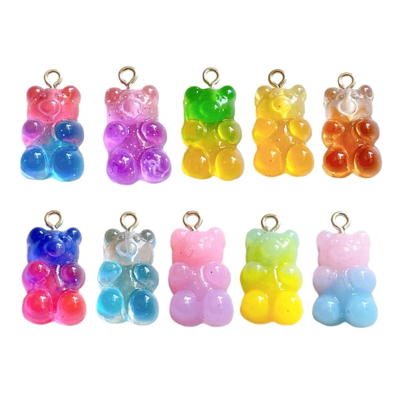 Bulk 50 Pieces Candy Color Bear Accent Sturdy Resin Adornments Accessory for Fashionable Phone and Bag Decoration