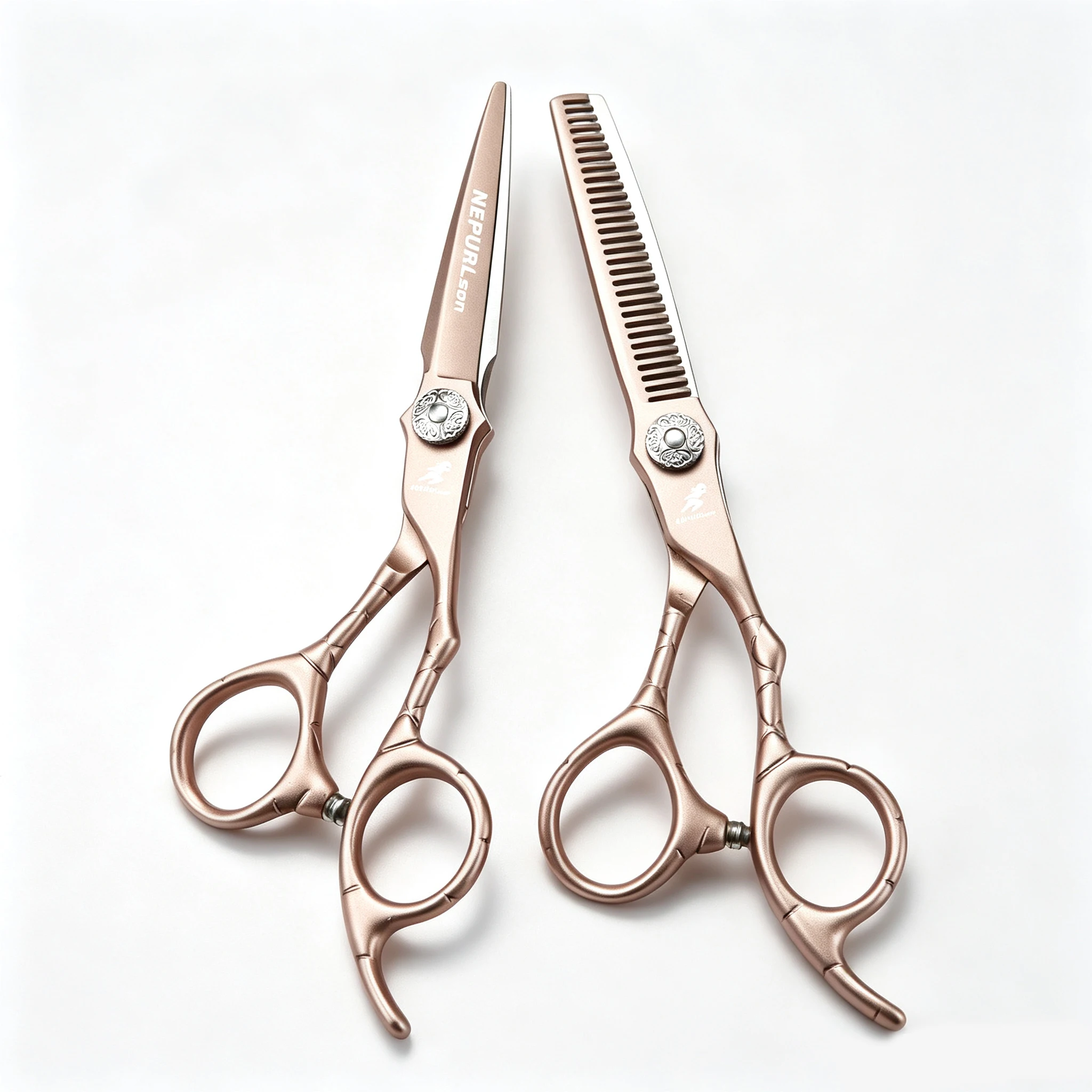 NEPURLSON 6.0-inch luxurious gold hair scissors, including cutting scissors and thinning scissors, with right-hand version
