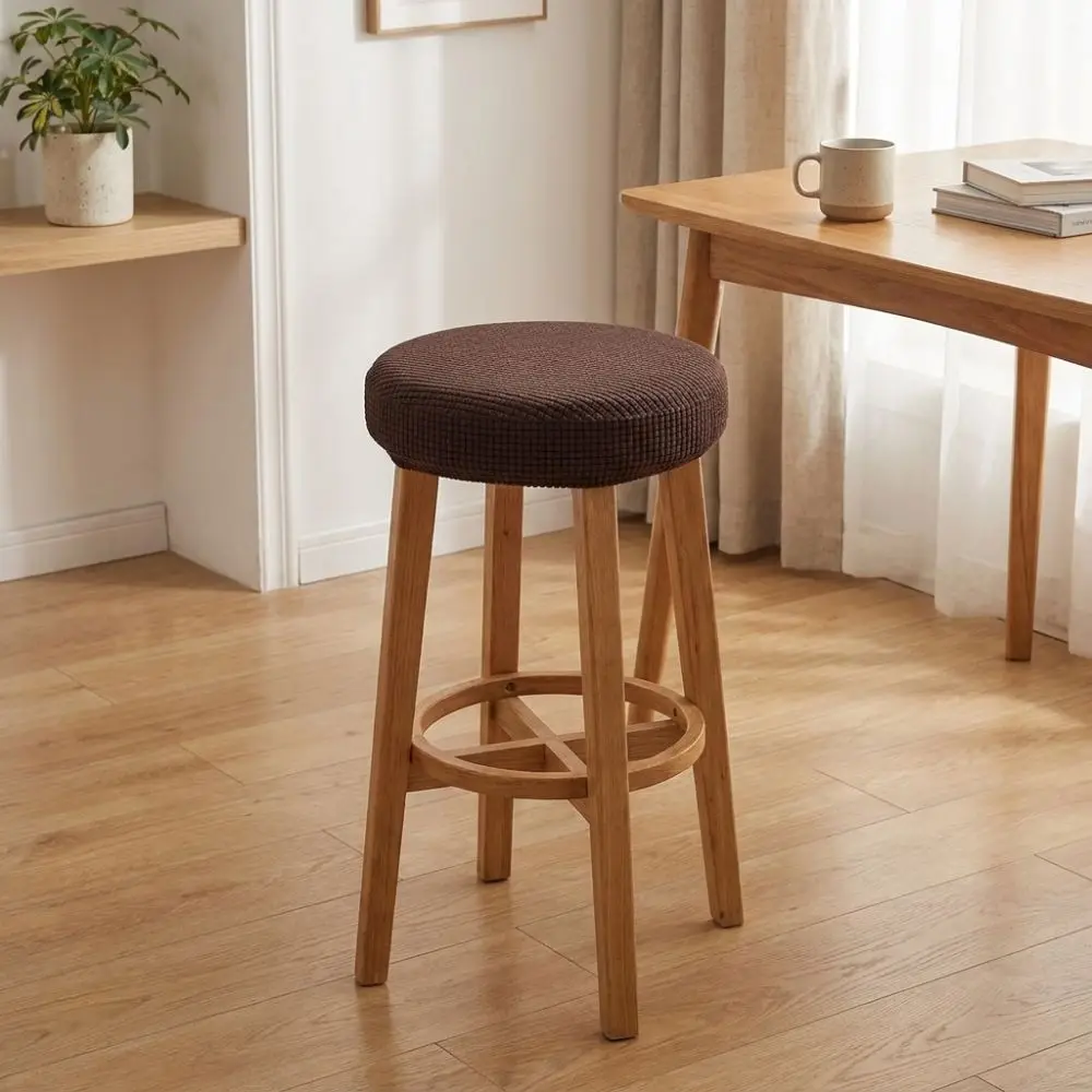 Soft Elastic Round Stool Chair Cover Wear-resistant Dust-proof Bar Stool Covers Breathable All-inclusive Rotating Chair Cover