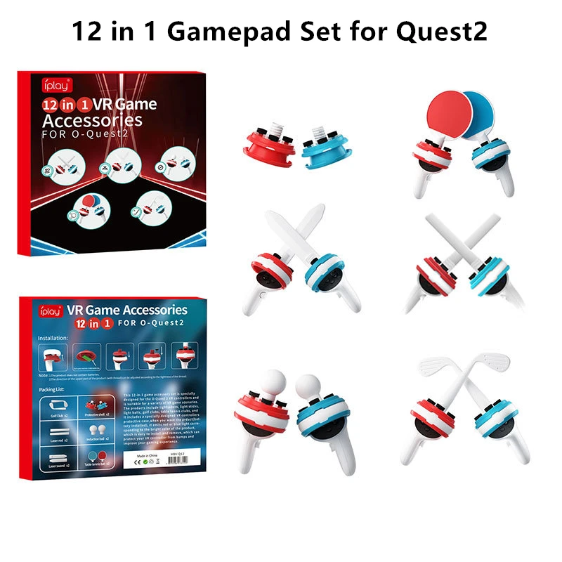 For Oculus Quest 2 VR Controller Tactile Gaming Sports Set with Table Tennis Racket Stick Game VR Accessories for Quest2 Gamepad