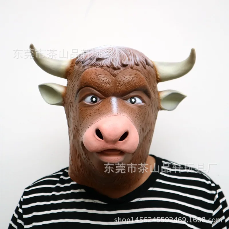 Divertida máscara de rey demonio de toro, máscara de cabeza de Animal de toro de látex, accesorios para fiesta de Halloween