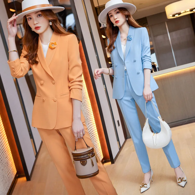 

Orange Fried Street Suit Jacket 2022 Early Autumn High-End Business Suit Fashion Temperament Goddess Style Western Style Small S