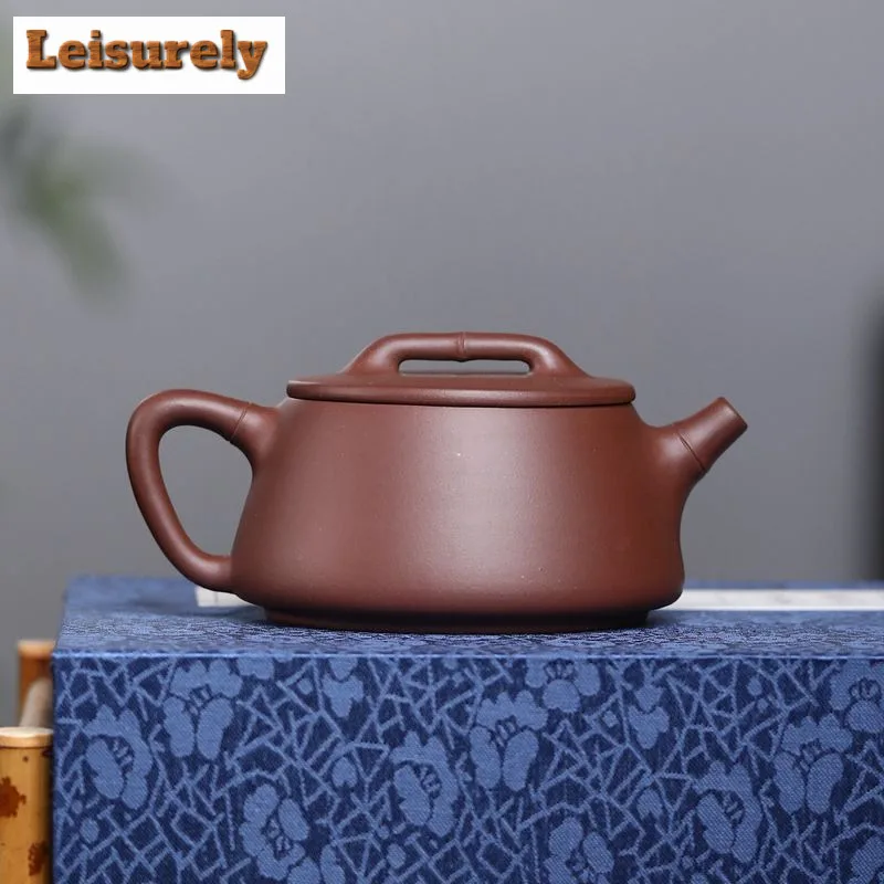 200ml Retro Yixing Purple Clay Teapots Handmade Bamboo Stone Scoop Pot Raw Ore Purple Mud Kettle With Strainer Zisha Teaset Gift