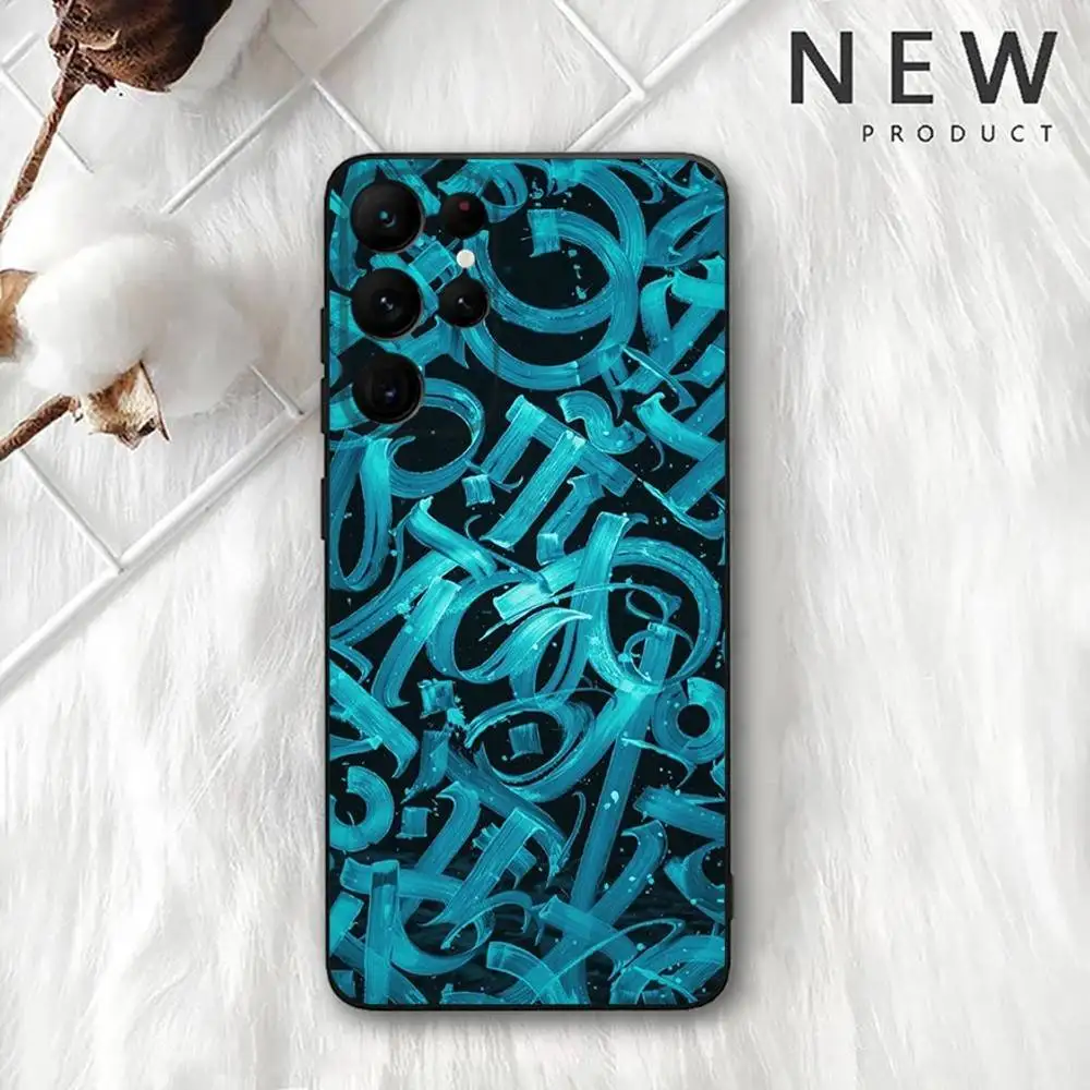 Pokras Lampas Art Graffiti Handyhülle für Samsung S 25,24,23,22,30,21,10,9,Ultra,Plus,Lite,FE,4,5G Schwarz Soft Case