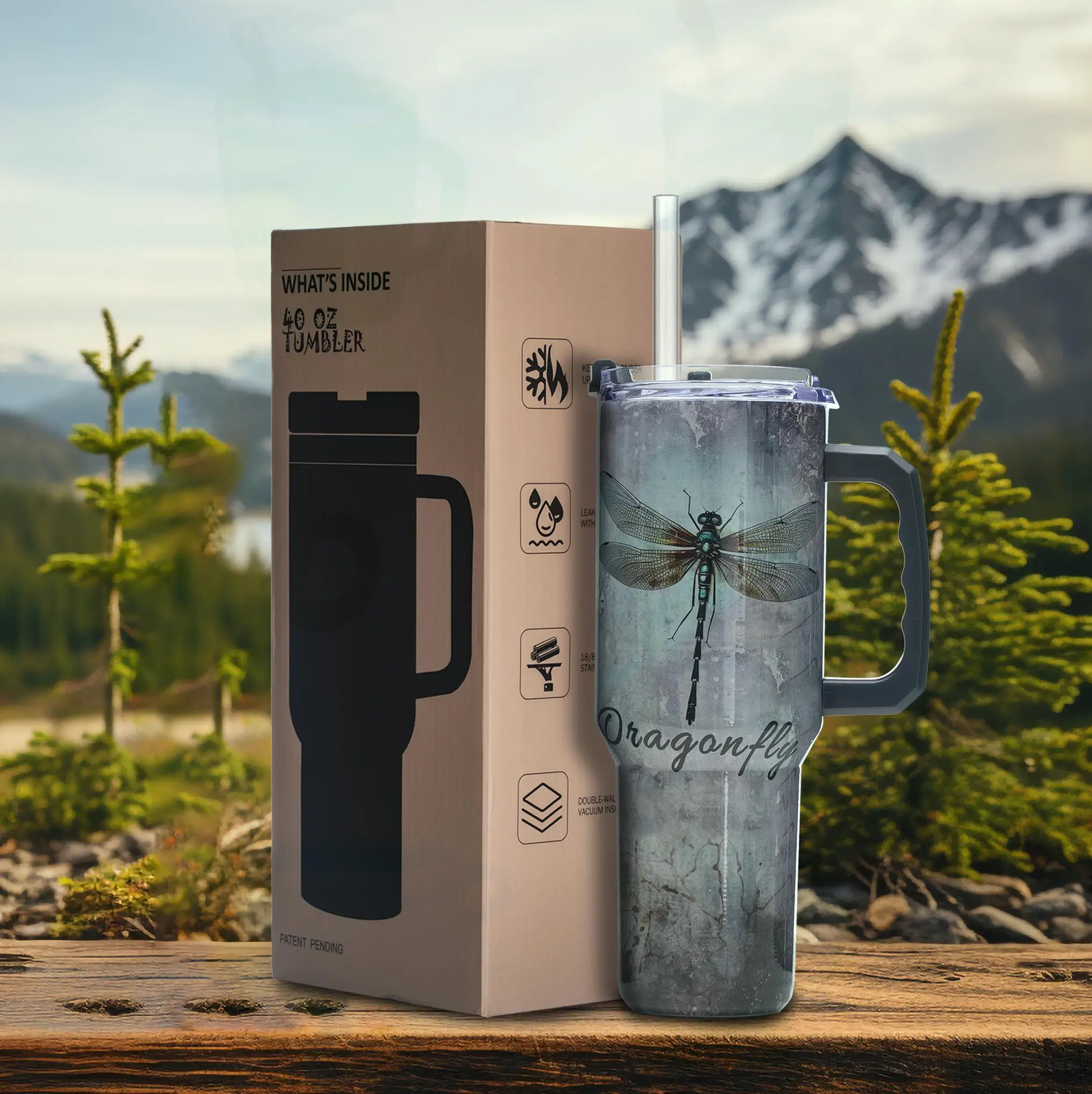 

Dragonfly Quote 40oz Tumbler – Double Wall Vacuum Insulated, BPA-Free, Stainless Steel, Easy-Grip Handle, Wide Mouth
